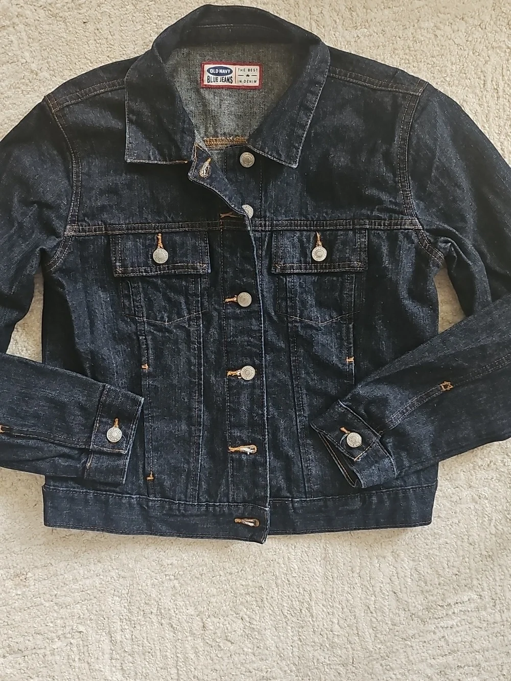 old Navy Denim Jacket with Blue paintef Back Panel